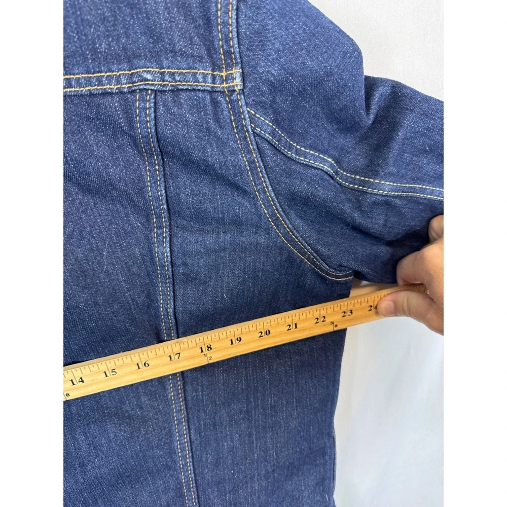 Levis Mens Type 3 Sherpa‎ Trucker Jacket Dark Wash Indigo Denim Large 16365-0075